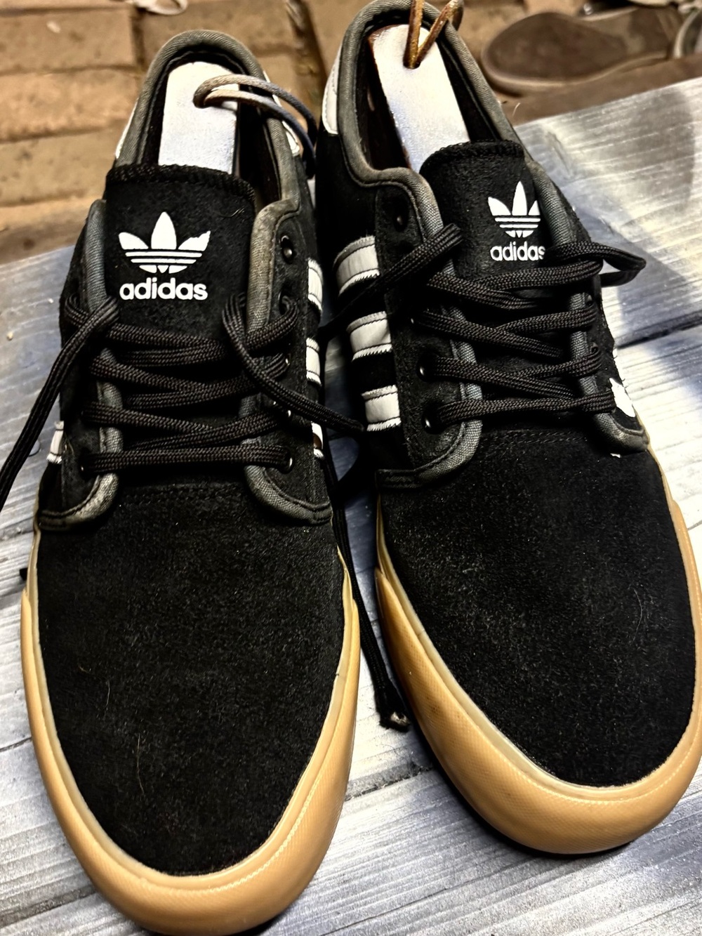 adidas Black Suede Sneakers with Gum Outsole